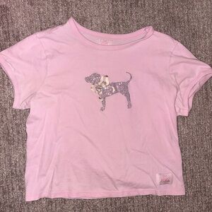 LoveShackFancy Pink Dog Print Tee